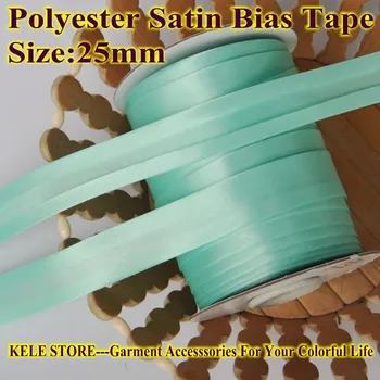 

Free shipment---Polyester Satin Bias Tape ,bias binding size: 25mm 1" DIY handmade folding fabric sewing material col lake blue