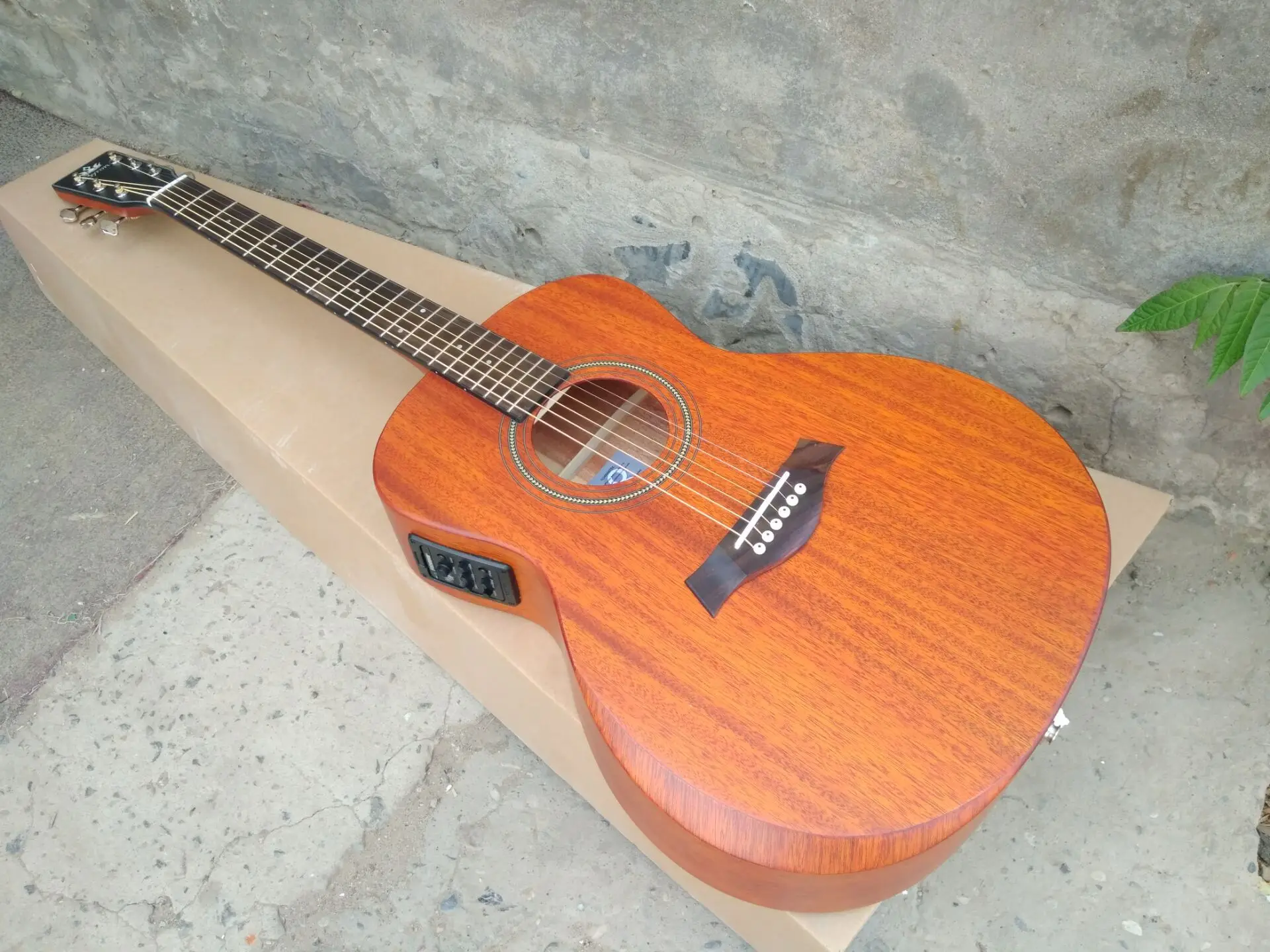 

free shipping new 39 inches OOO15 body hot music gear solid Mahogany Parlor wood satin finishing acoustic electric guitar