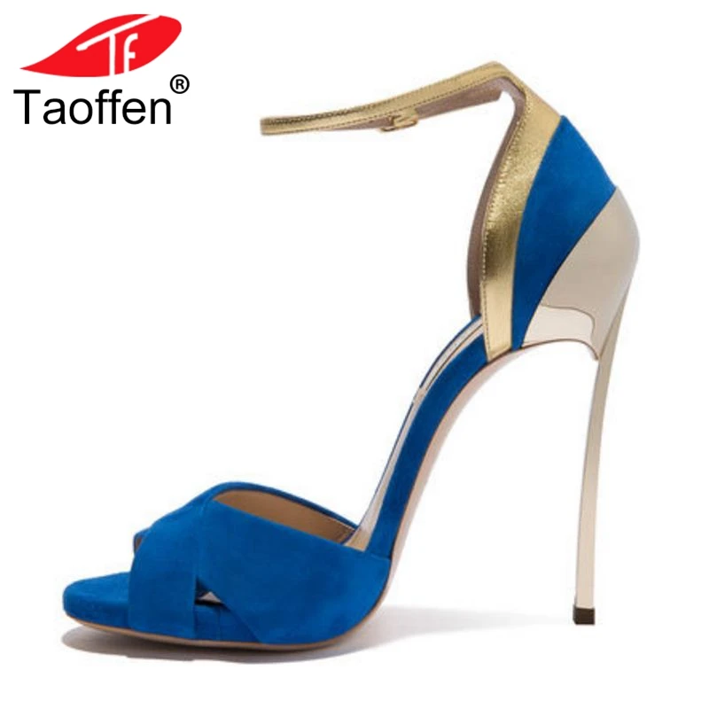 

TAOFFEN Size 33-43 Women Supper High Heel Sandals Ankle Strap Peep-Toe Thin Heel Ankle Strap Elegant Sandals For Wedding Shoes