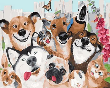 

Frameless painting by numbers paint by numbers for home decor PBN for living room 4050cm dog and kitty