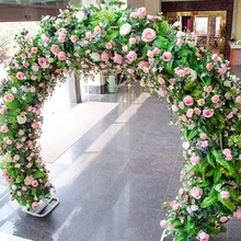 Высокое Качество Свадебный центральный металлический цветок Арка Дверь розы цветок стенд для свадебного декора цветок фон
