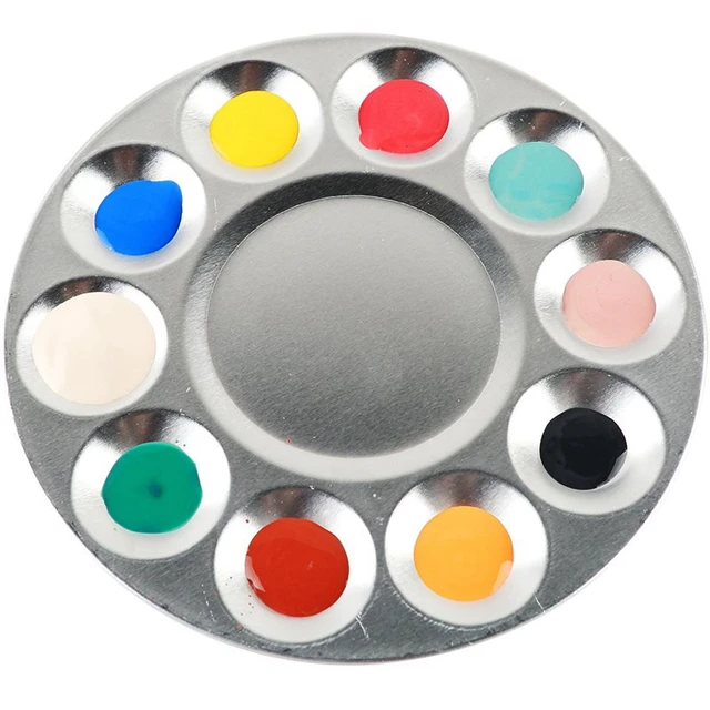 10 Holes Aluminum Paint Palette Plate Round Watercolor Paleta Oil