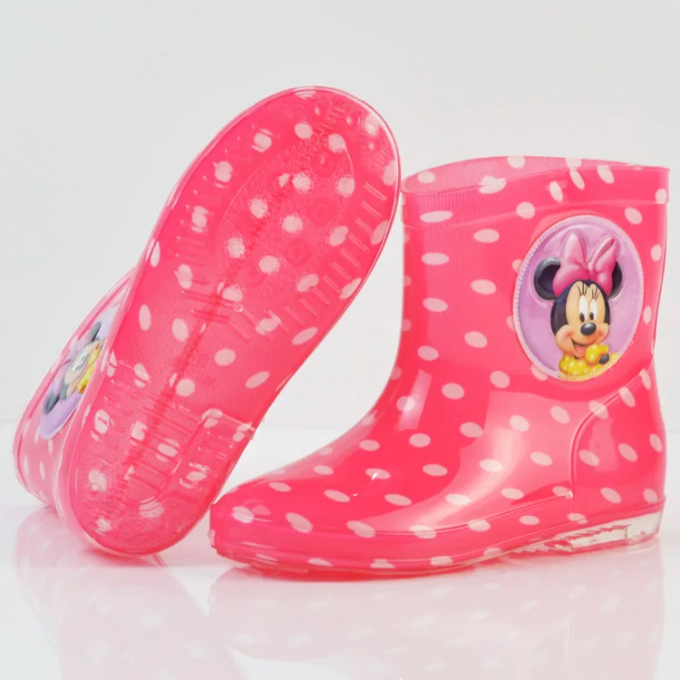 Disney Princess Mickey Minnie children's rain boots rubber shoes cartoon men and women girls rain boots plus cotton detachable