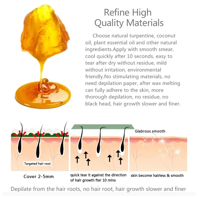 Салон Спа удаление волос Горячий Воск подогреватель нагреватель горшок машина комплект с 200 г воск в гранулах и 10 восковых палочек, глубокое очищение удаление