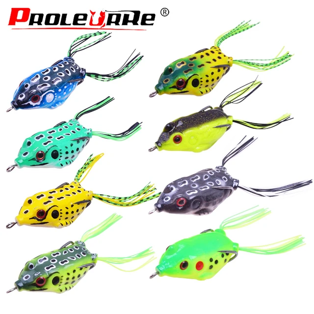 8PCS Mixed Color Frog Soft Lure Set Top Water Wobblers Rubber
