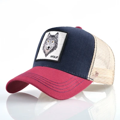Enhanced Unisex Trucker Cap with Wolf Embroidery Patch - Breathable Mesh Design