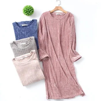 

New Spring Long Sleeve Plus Size Sleep Wear Night Gown Chenille Striped Sleeping Dress Nighties for Women Ropa Para Dormir Mujer