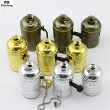 E27 Алюминий Ретро Античная Винтаж светодиодный свет лампы гнездо для патрона лампы фитинга оттенок круглые светодиодные лампы на молнии лампа на веревке Кепки