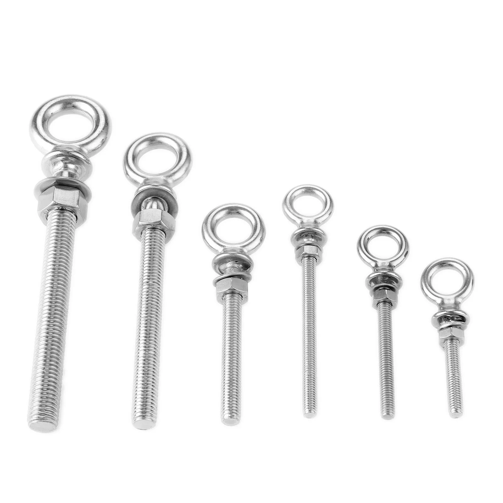 

1Pc M6 M8 M10 M12 Stainless Steel Lifting Eye Bolts Eyebolts with Nuts & Washers Set Round Ring Hook Bolt Screw Fasterners