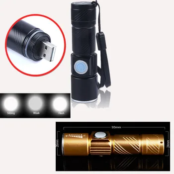 

LED Torch Light Hunting Mini USB LED Lanterna 3 Modes Zoomable Torch for Camping USB LED Flashlight Handy Rechargeable