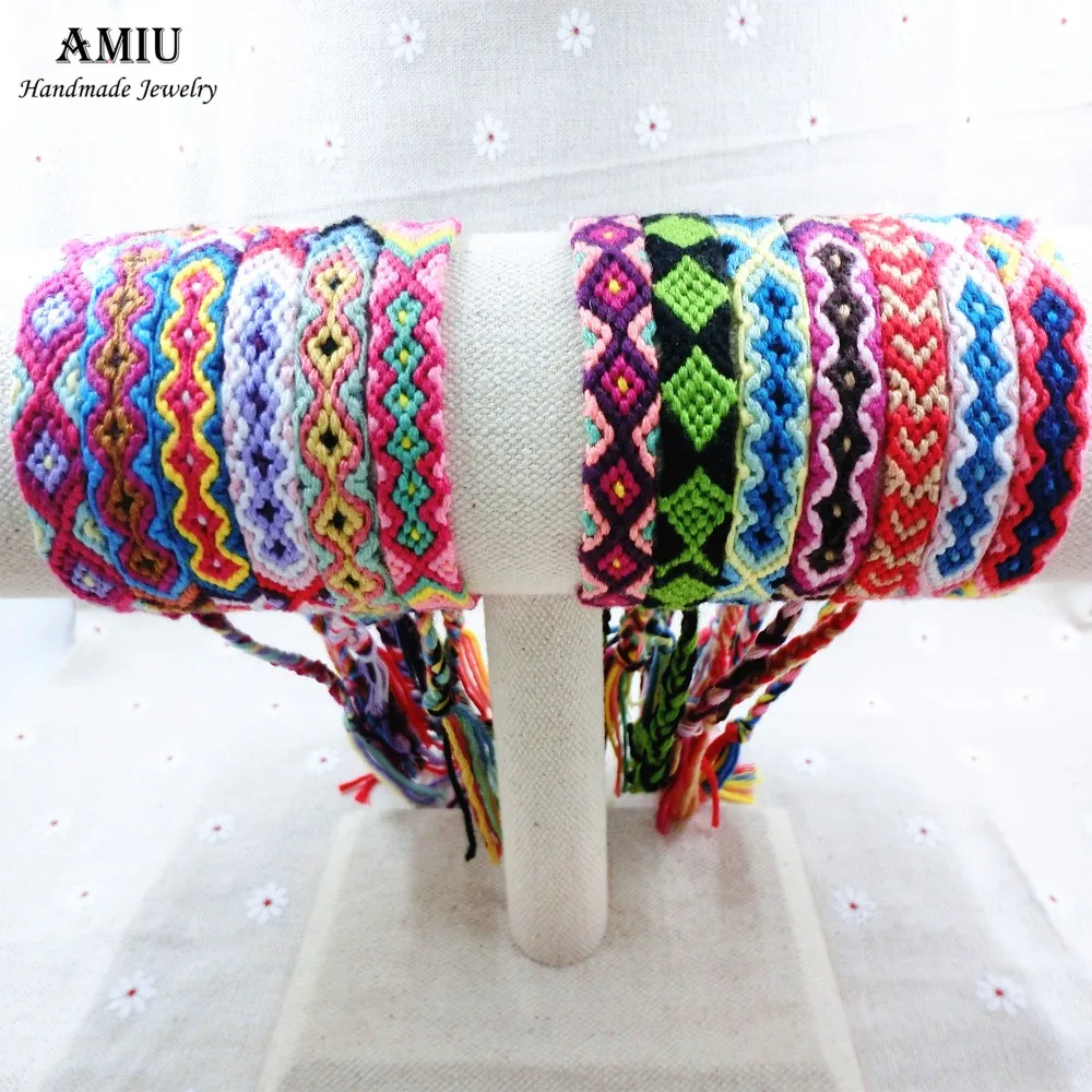 AMIU Friendship Bracelets Wrap Thin Cotton Bracelets Woven Rope String