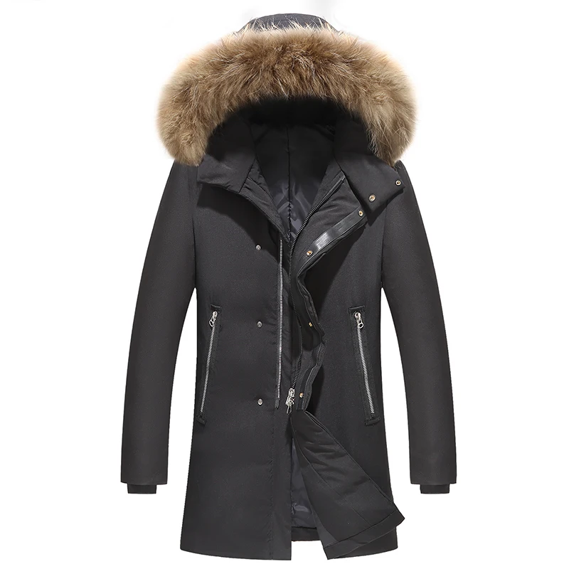 

Real Fur collar hood Men's down 2018 NEW down jacket for men,winter coat men Hooded Jackets Thick Warm Casual Jackets long 1780