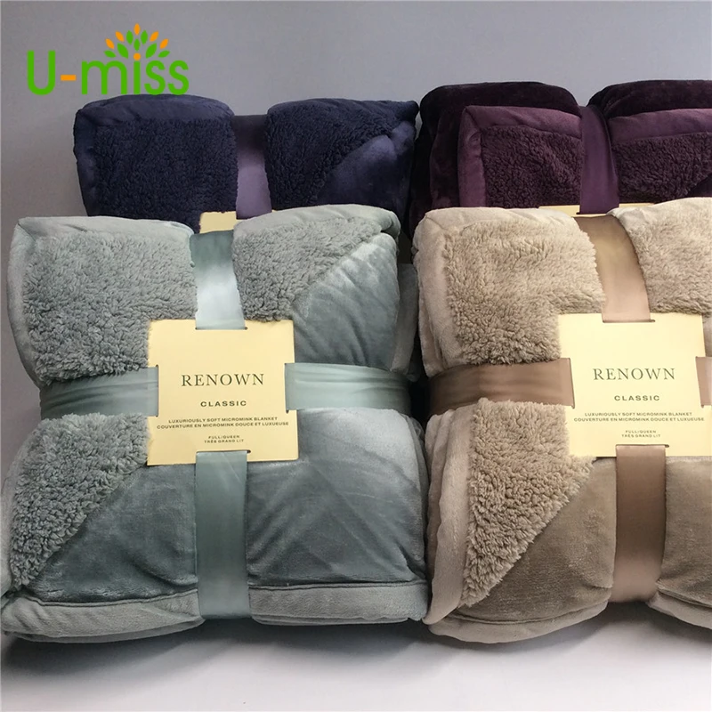 

U-miss Winter Double Flannel Sofa Blanket Solid Color Sofa/bedding Throws Flannel Blanket Keep Warm