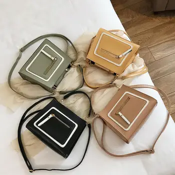 

Fashion Women Lady Retro Geometric Leather Handle Bags Long Belt Bag Shoulder Bags Sac Main Femme Bolso Mujer Drop shipping c