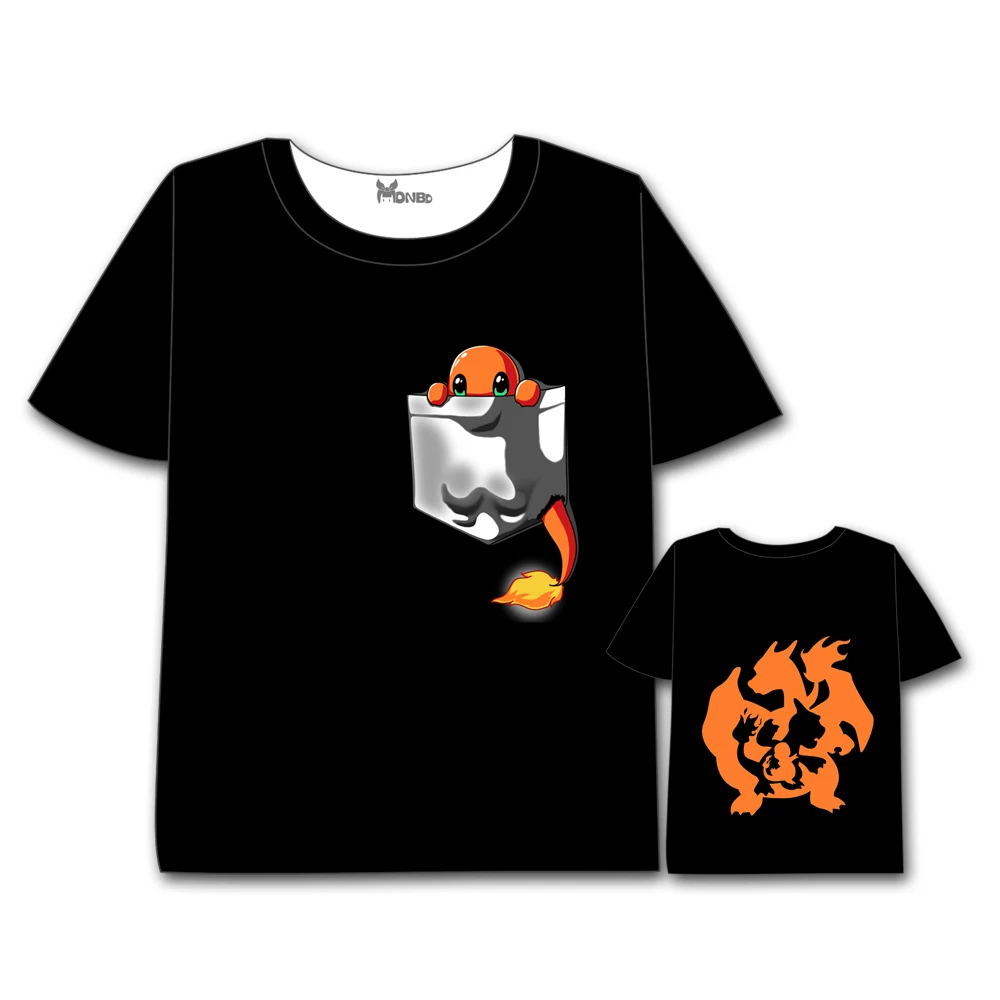 

Hot Anime Pokemon T-shirt Men Women Short Sleeve Summer dress Cosplay Costumes Tops Unisex Charmander t shirt