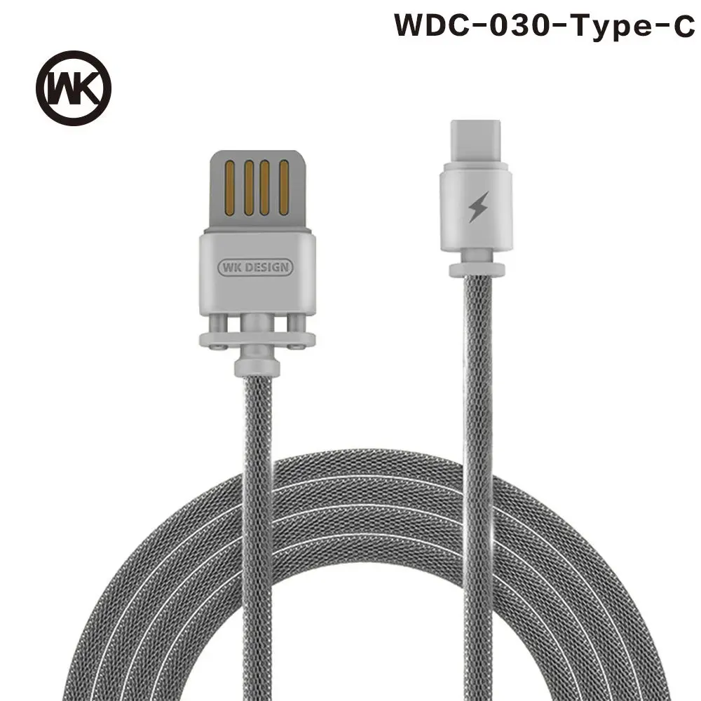 WK usb type-C кабель для samsung Note 8 S8 USB C цинковый сплав 2.1A Быстрая Зарядка Синхронизация данных для huawei P20 Pro Xiaomi type-C кабель - Цвет: Silver