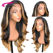 Carina 180 Density 360 Lace Frontal Wig Brazilian Ombre Color With Blonde Hightlights Lace Front Human Wigs Remy Hair