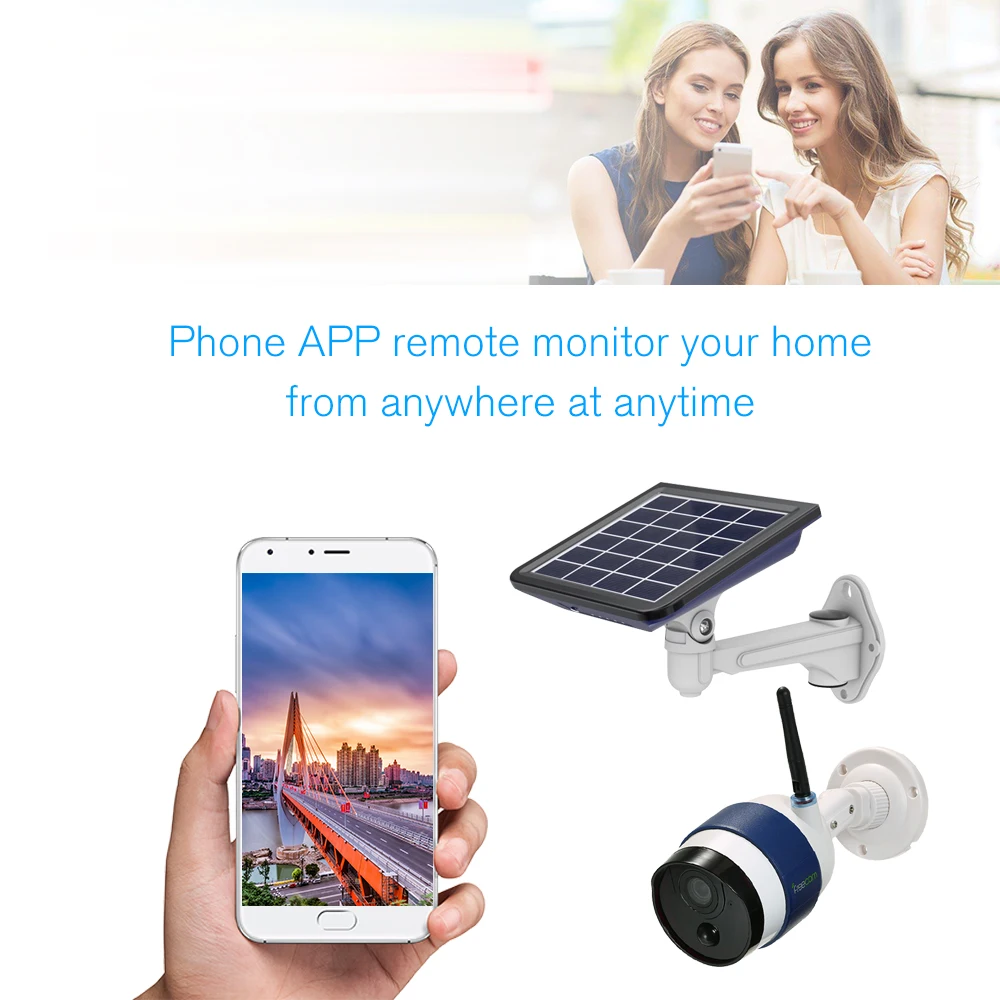 Беспроводная IP камера HD 720P Wi Fi на солнечной батарее с поддержкой облачное