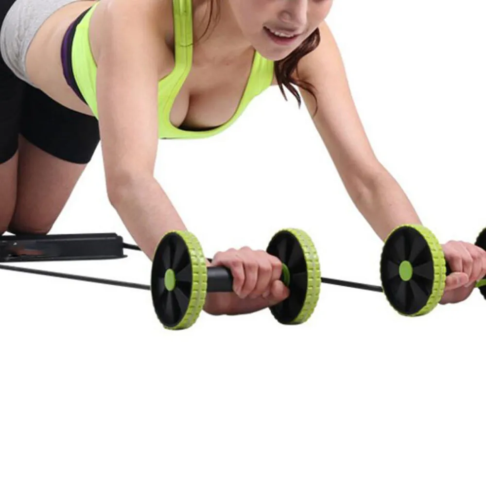 

Home double-Wheels Roller Stretch Elastic Abdominal Resistance Pull Rope Tool AB roller for Abdominal muscle trainer exercise