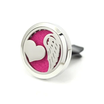 

30mm Heart with Angel Wing Magnetics Diffuser Stainless Steel Car Aromatherapy Locket Essential Oil Car Diffuser