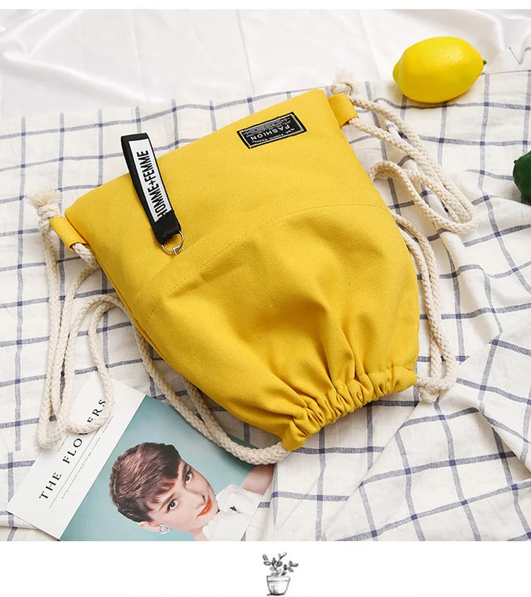 Холщовый Рюкзак на шнурке, сумка для женщин, модные маленькие рюкзаки для девочек, тканевый рюкзак для школы, рюкзак для подростков