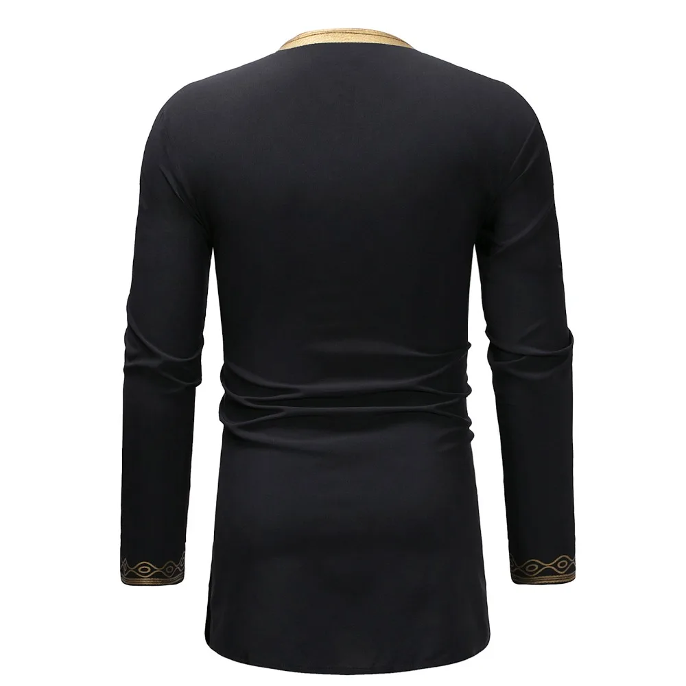 BAIBAZIN Africa's Men Dashiki Style Printed V-neck Long-Sleeved Shirt T-shirt Africa Men Clothing Plus size