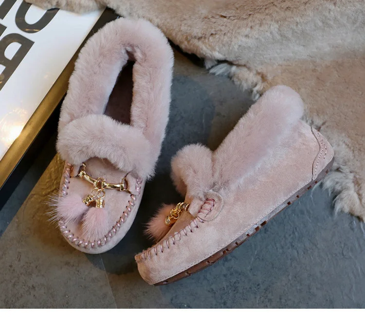 Новинка года; женская обувь на натуральном меху; мокасины; Лоферы для мам; мягкая обувь из натуральной кожи на плоской подошве для отдыха; женская повседневная обувь для вождения; размеры 34-40 - Цвет: pink