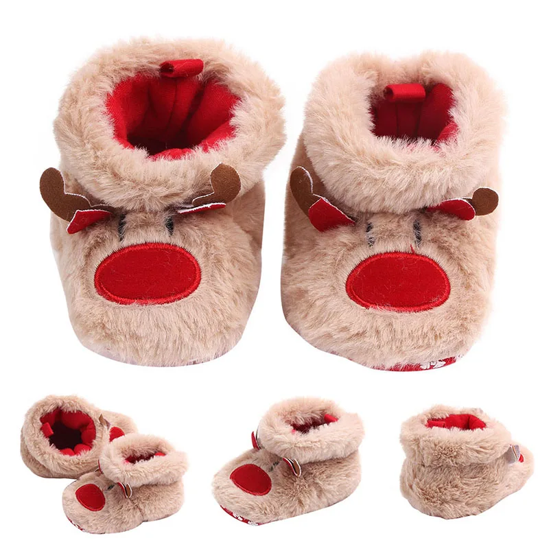 Рождественская Детская обувь; Милая зимняя теплая обувь для маленьких девочек; модная Рождественская обувь для малышей