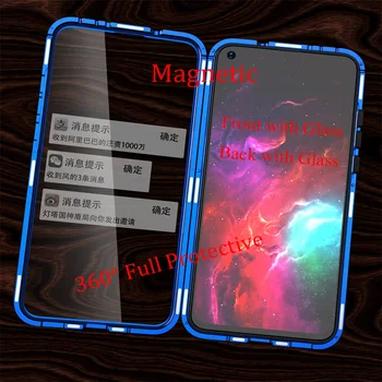

For Huawei Honor View 20 V20 Magnetic Case 360 Front+Back double-sided 9H Tempered Glass Case for Huawei Honor V20 Metal Bumper