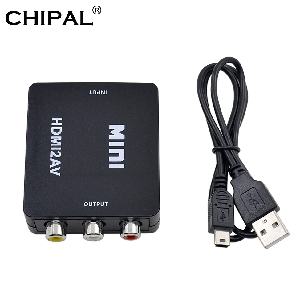 

CHIPAL for HDMI to AV Converter Mini HDMI2AV RCA CVBS AV Scaler Box Composite Video NTSC PAL USB Power Cable for PS3 HDTV 1080P