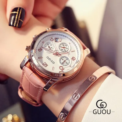 Top Brand GUOU Watch Women Famous WristWatch Fashion Three eyes Luxury Women Watches Waterproof Quartz Watch relogio feminino Top Brand GUOU Watch Women Famous WristWatch Fashion Three eyes Luxury Women Watches Waterproof Quartz Watch relogio feminino