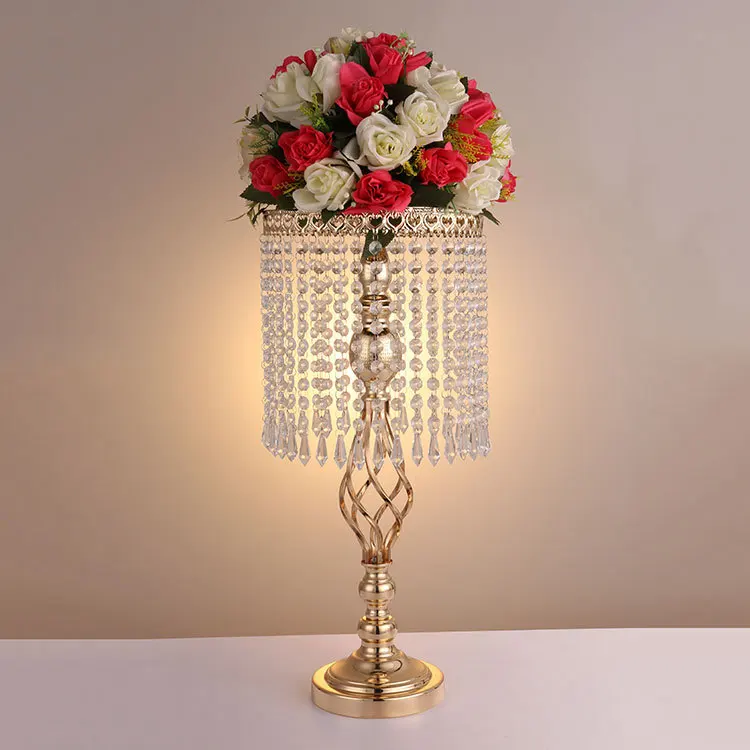 wedding crystal centerpiece metal flower stand wedding decorations gold