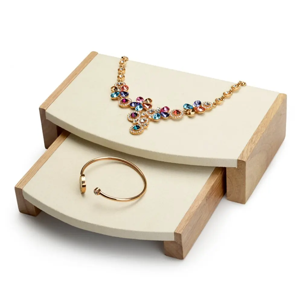 Oirlv 2018 arrival free shipping wooden ring bracelet bangle display stand rings earrings holder showcase velvet surface Jewelry Packaging