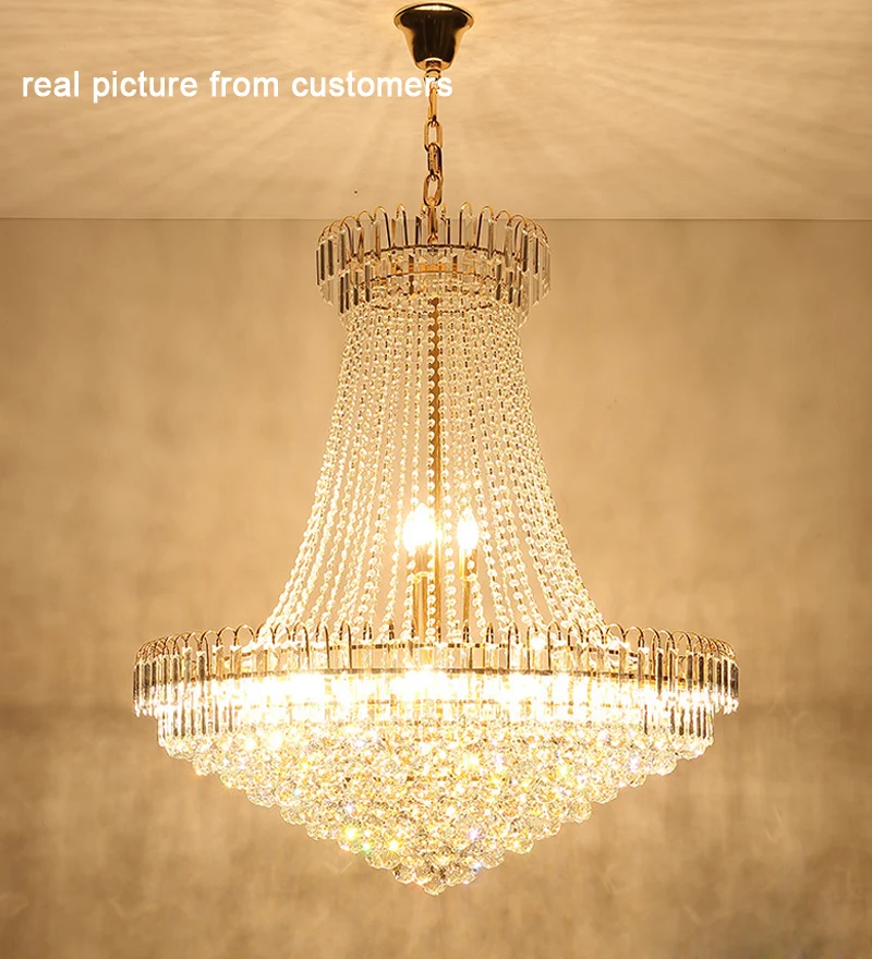 Роскошный Золотой хрустальный светильник для люстры, лестничный светильник светодиодный заподлицо, люстра, люстры, Хрустальный блеск, диаметр 40 60 80 см