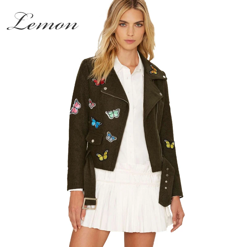 Aliexpress.com : Buy Lemon Solid Color Women Jacket Embroidery Tie ...