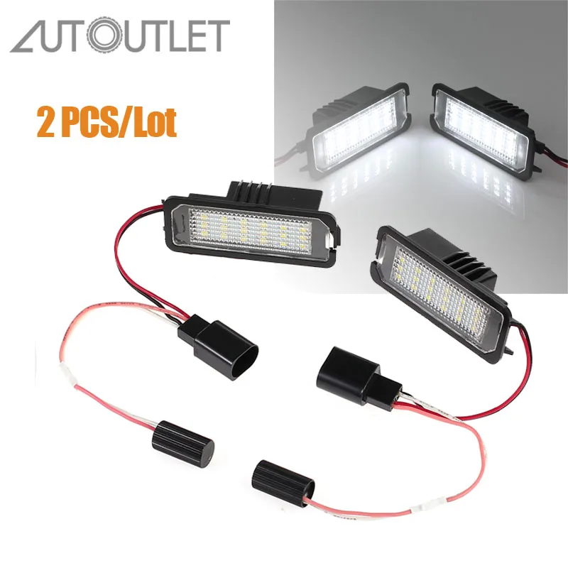 

AUTOUTLET for 2pcs LED Number License Plate Light Lamp For VW GOLF MK4 MK5 MK6 led light DC 12V