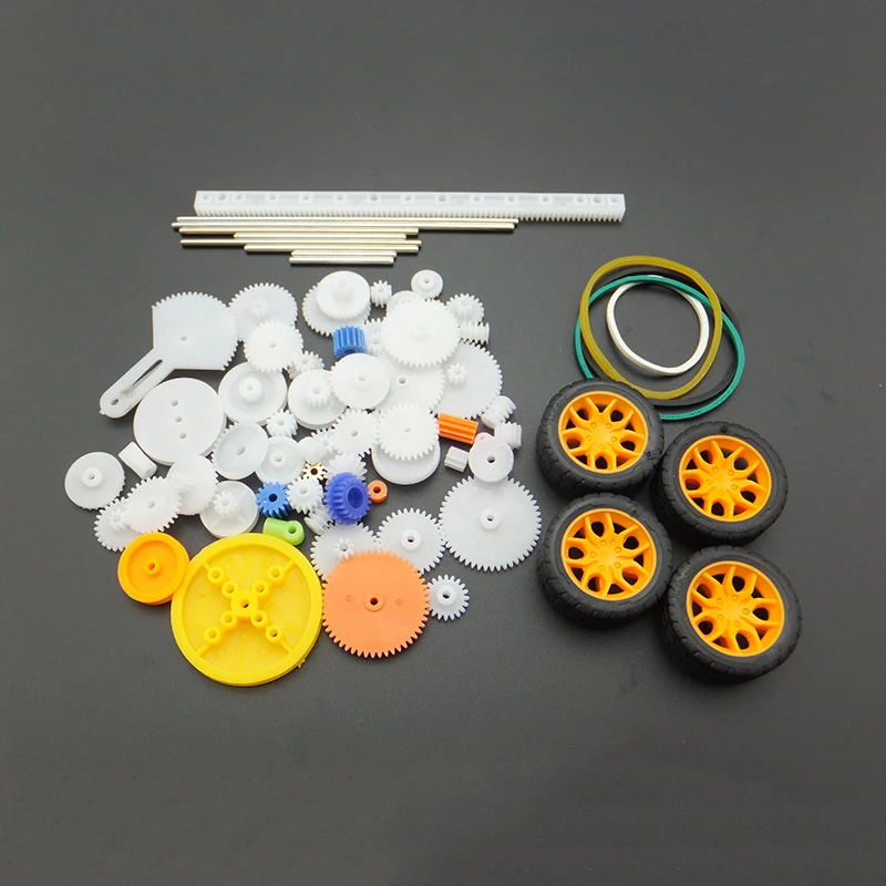 78PCS/Set Model Gears Belt Pulleys Model Car Wheels Model Parts Hobby