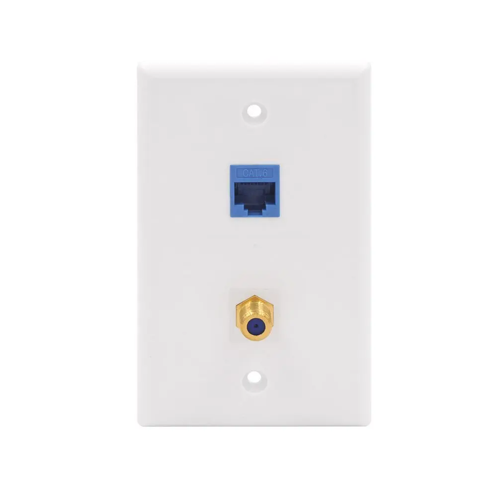 VCE 2 Port Cat6 Keystone Jack Coupler and Gold Plated RG6 ...