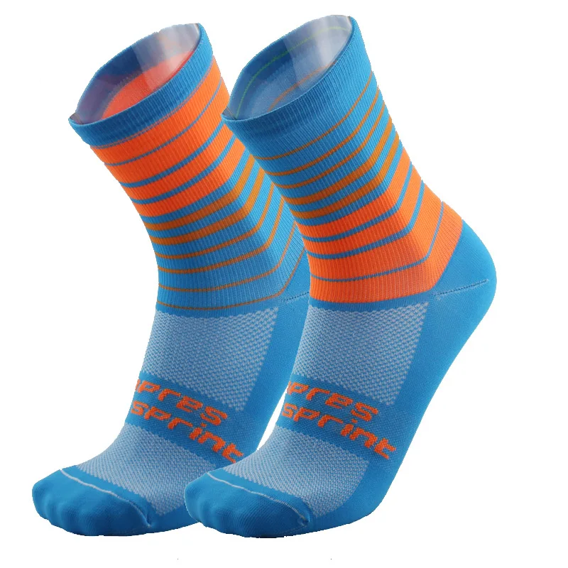 Компрессионные Мужские велосипедные носки высокая эластичность мягкие спортивные носки дезодорирующие дышащие Компрессионные носки - Цвет: blue
