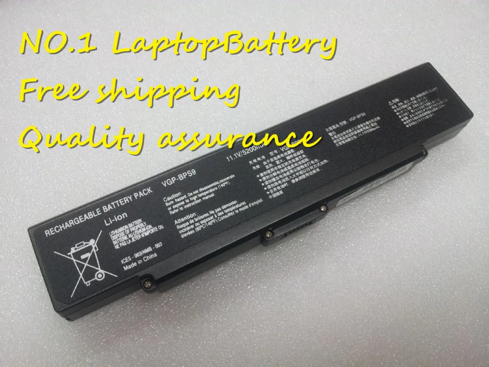 6CELL 5200mAH Black BATTERY FOR SONY VGP BPS9/B VGP BPS9/S VGP BPS10