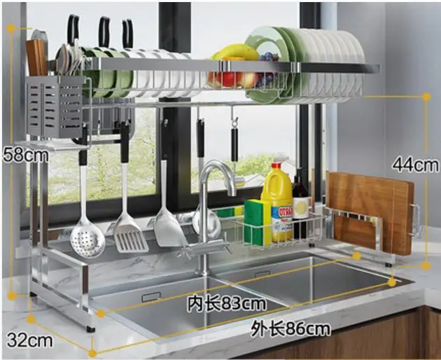Нержавеющая сталь сливная стойка для раковины, кухонная полка, стойка для товаров, стойка для чаши, подставка для ножей, бытовая кухонная посуда и приборы