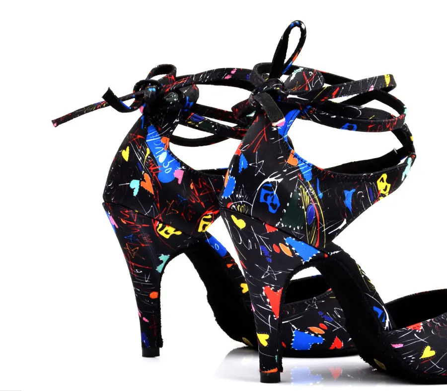 Ladingwu/Новинка; Современная сатиновая обувь для сальсы с цветочным рисунком; женская обувь для танцев в простом стиле; обувь для латинских танцев; Обувь для бальных танцев с мягкой подошвой