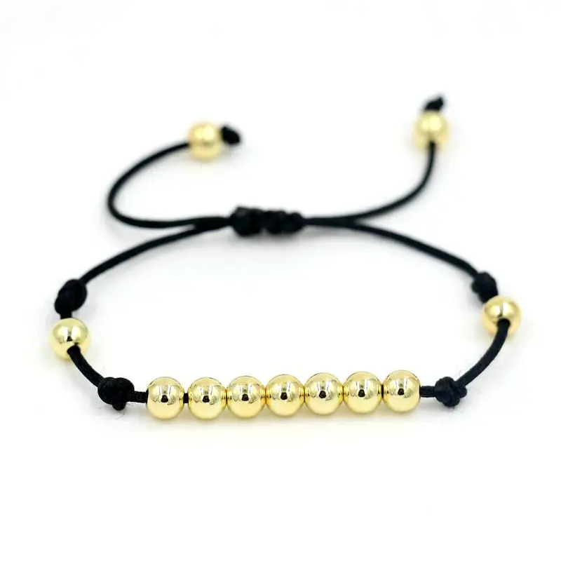 

Gold Color Stainless Copper Beads Black Red Rope Thread Braid Bracelet Men Love Friendship Bracelet Women Couples Tobilleras