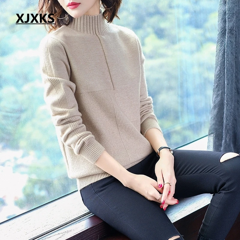 XJXKS الخريف والشتاء 2019 جديد وصول البلوز النساء سترة نوعية جيدة بلون الشباب السيدات المرأة الياقة المدورة سترة XJXKS الخريف والشتاء 2019 جديد وصول البلوز النساء سترة نوعية جيدة بلون الشباب السيدات المرأة الياقة المدورة سترة