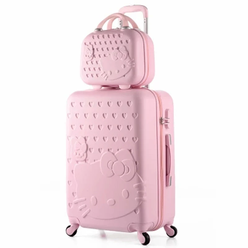 Maleta Hello Kitty de 14 + 20 pulgadas, equipaje rodante Spinner, maletas sobre ruedas, juego de equipaje con ruedas, bolsas de viaje, equipaje hello kitty|hello kitty suitcase|kitty on wheels - AliExpress