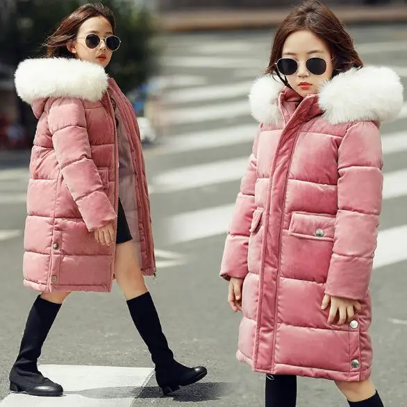Girls Winter Coats 2018 New Winter Children Jackets Fashion Fur Collar Hooded Long Girls Parka Coats Thick Warm Kids Outerwear Girls Winter Coats 2018 New Winter Children Jackets Fashion Fur Collar Hooded Long Girls Parka Coats Thick Warm Kids Outerwear