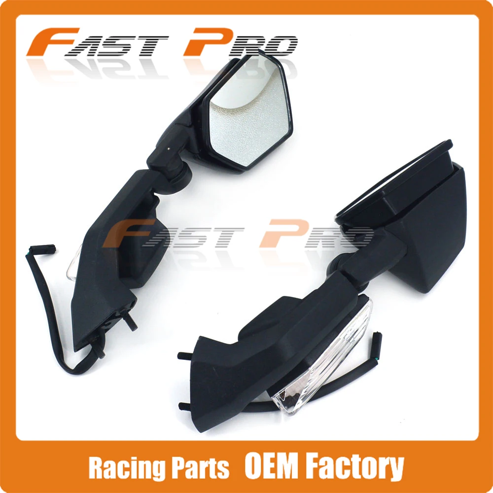 Motorcycle Side Rearview Rear view Mirror With Turn Light For KAWASAKI