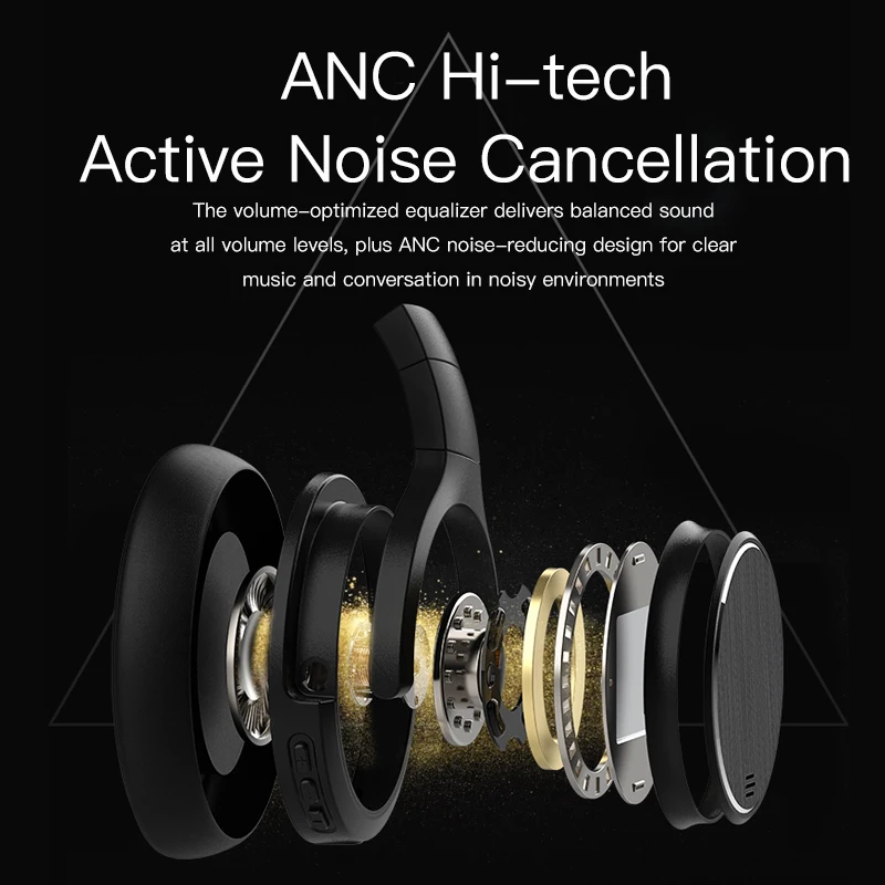 AWEI A950BL ANC активные наушники с шумоподавлением HiFi стерео звук беспроводные Bluetooth Игровые наушники Бас-гарнитура с микрофоном