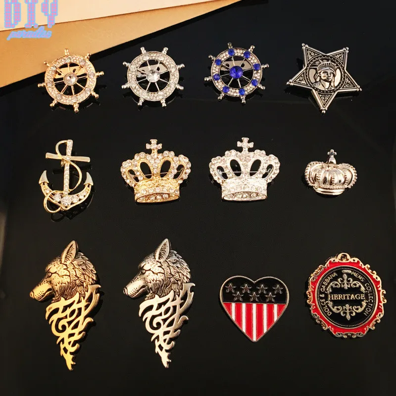 RU England Anchor Crown Round Military Metal Badge Retro Fabri Shoulder Board Badges Army Pin on Brooch Medal Handmade