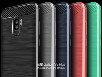 

For Samsung Galaxy S9 PLUS Case Cover Silicone Soft TPU Brushed Carbon Fiber Phone Cases Galaxy S9 Protection Case